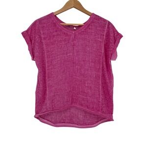 Kaktus Made in Italy 100% Linen Fuchsia Pink Top Medium Lagenlook High Low NWT